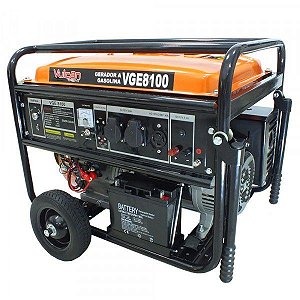 GERADOR GASOLINA 4T 420cc 15HP 6.5 kVA 6500WATTS BIVOLT PART.ELETRICA C/BATERIA VGE8100 VULCAN TRENT