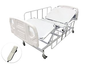 CAMA HOSPITALAR ELÉTRICA 3 MOVIMENTOS CABECEIRA DE PLÁSTICO E GRADE DE AÇO