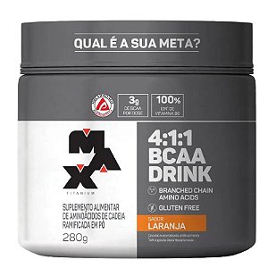 BCAA 4:1:1 Drink 280G - Max Titanium Laranja