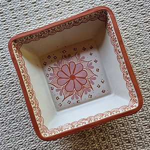 Travessa Quadrada em Cerâmica Decorada