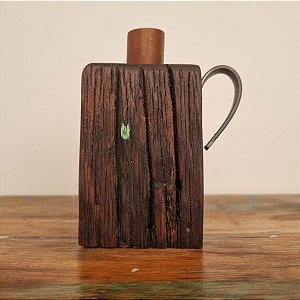 Porta Velas Rústico Castiçal Em Madeira Demolição M