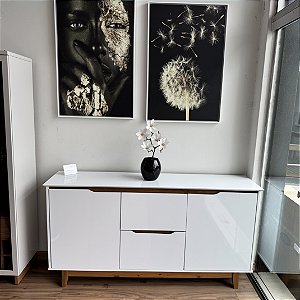 Balcão Buffet Off White com 2 Gavetas e 2 portas 1.63mt