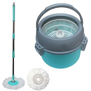 Balde Esfregao Spin Mop 360º Redondo Centrifugador Completo