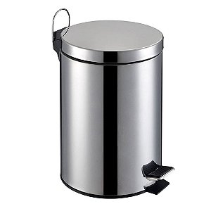 Lixeira De Aço Inox Redonda 5 Litros Com Pedal Tssaper