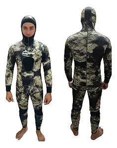 Roupa De Mergulho 3mm Jardineira E Jaqueta Camuflada
