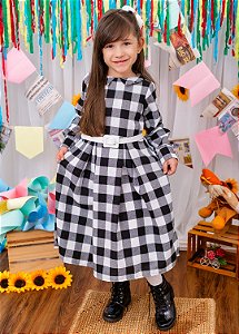 Vestido xadrez preto e branco