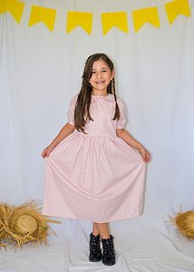 Vestido rosa envelhecido xadrez