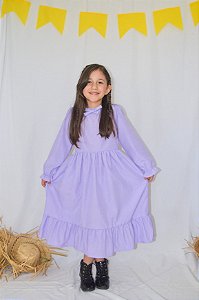 Vestido lilás xadrez