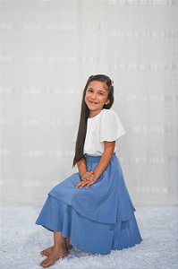 Saia dupla azul porcelana