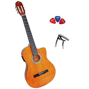Violão Eletroacústico GIANNINI em Nylon Flat NF14 e Capotraste