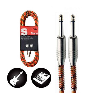 Cabo Para Instrumentos Stagg 3 Metros Laranja SGC3VT OR