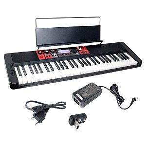 Teclado Yamaha PSR F52 Preto 61 Teclas + Suporte + Capa - Engenho