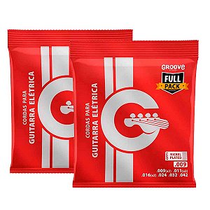 Kit 2 Encordoamentos Guitarra Groove Solez 09 Full Pack Gfp1