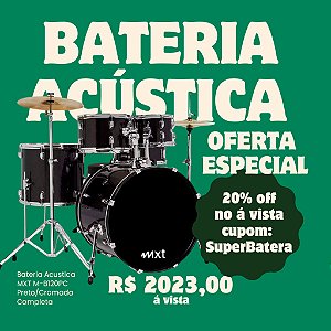 Bateria Acustica MXT M-B120PC Preto/Cromada Completa
