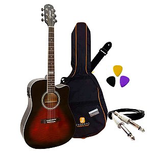 Violão EQ Giannini GF-1D BRB Capa + Palhetas + Cabo e Correia
