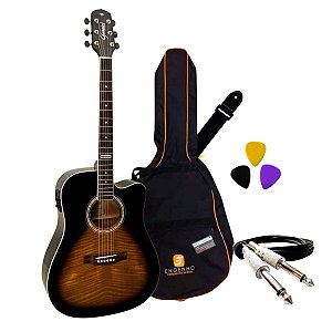 Violão EQ Giannini GF-1D TS Capa + Palhetas + Cabo e Correia