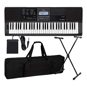Teclado Digital Casio CT X800 61 Teclas Preto c Suporte + Capa e Pedal