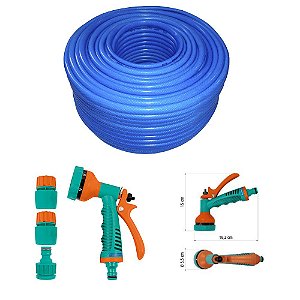 Kit Mangueira Jardim Azul 1/2pol 60m C/ Esguicho Tramontina