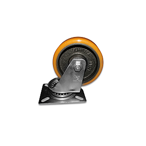 Rodinha 127mm Ferro c/ Poliuretano 5 Pol c/ Placa Giratória