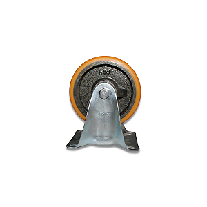 Rodinha 127mm Ferro com Poliuretano 5 Pol com Placa Fixa