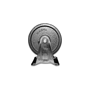 Rodinha 152mm Ferro com Borracha 6 Polegadas com Placa Fixa
