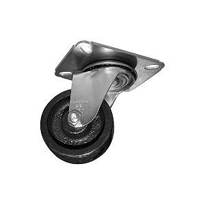 Rodinha 75mm Ferro 3 Polegadas com Placa Giratória