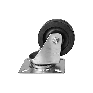 Rodinha 10cm Borracha 4 Polegadas com Placa Giratória