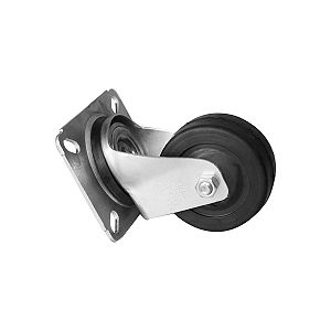 Rodinha 75mm Borracha 3 Polegadas com Placa Giratória