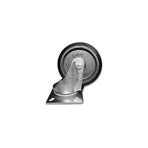 Roda 127mm Ferro com Borracha 5 Pol com Placa Giratória