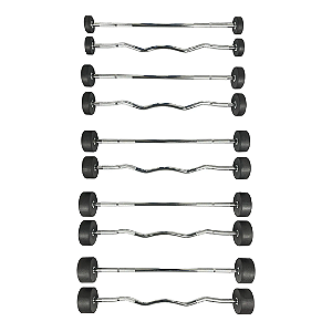 10 BARRAS MONTADAS RETAS E CURVADAS 15 AO 35KG - IRONBULL