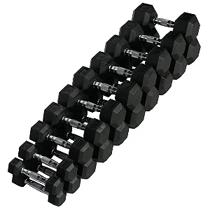 CONJUNTO HALTERES SEXTAVADOS SIM FITNESS - 1 A 10KG