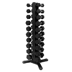 CONJUNTO HALTERES SEXTAVADOS DE 1 A 10KG + SUPORTE