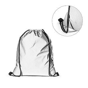 Sacola tipo mochila em poliéster (200 g/m²) prateada 92798