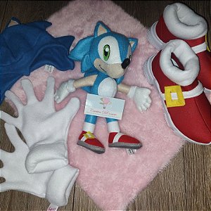 Kit Sonic (pantufa + Touca)