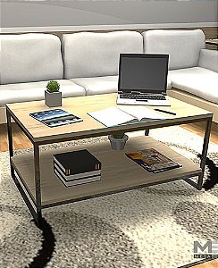 Mesa de Centro Para Sala Estilo Industrial 100x60