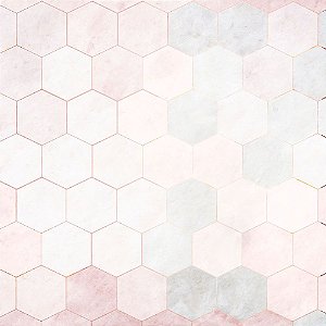Fundo Fotográfico MDF 60x60cm Hexagon Pink Marble Tiles