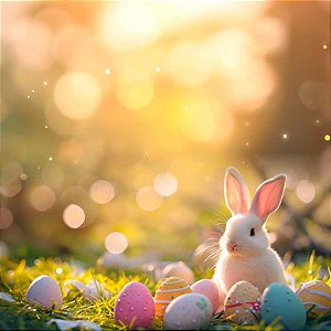 Fundo Fotográfico MDF 60x60cm Easter Rabbit Sun