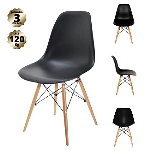 Conjunto de 4 Cadeiras Charles Eames Eiffel Paris - Design Wood  Preta