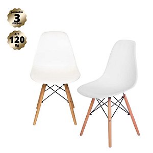 Conjunto 2 Cadeiras Charles Eames - Branca Base Pé Palito