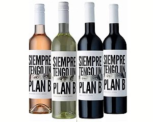 Kit com 4 vinhos Plan B! 2 tintos, Cabernet Sauvignon e Petit Verdot + 1 White Blend + 1 Rosé