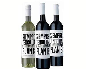 Kit com 3 vinhos Plan B! 2 tintos, Cabernet Sauvignon e Bonarda + 1 White Blend