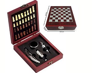 Kit De Vinhos com 4 Peças de Acessórios com Jogo de Xadrez