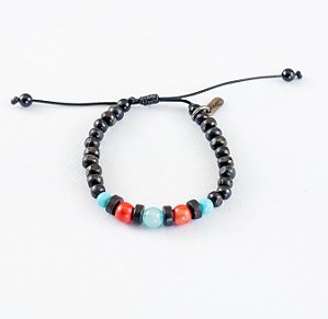PULSEIRA MADEIRA PRETA/JADE AZUL