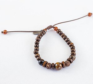 PULSEIRA MADEIRA MARROM/ OLHO DE TIGRE