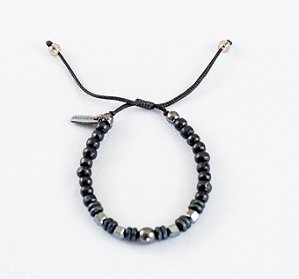 PULSEIRA MADEIRA PRETA/ HEMATITA BOLA