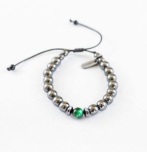 PULSEIRA HEMATITA/ OLHO DE TIGRE VERDE