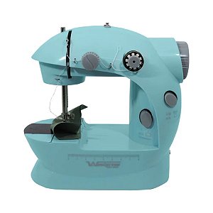 Mini Máquina de Costura para Reparos e Tecidos Leves West-222 Azul