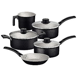 Jogo de Panelas Tramontina Turim em Aluminio Antiaderente Preto 05 Pe