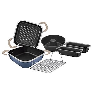 Kit Tramontina Lyon em Alumínio Forjado Antiaderente Starflon Azu