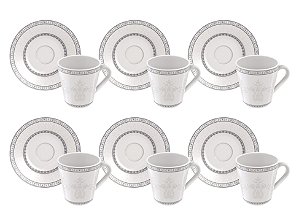 Kit Xícaras e Pires de Café Tramontina Gabrielle em Porcelana Decorada